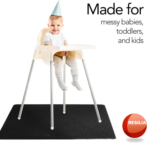 48 Inch 48 Inch, RESILIA - Under High Chair Splat Mat, Premium Heavy-Duty Spill & Splash-Proof, Swirl Spiral Pattern