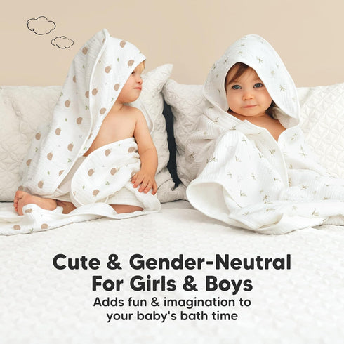 Set(Bruce, KeaBabies Muslin Baby Bath Towels with Hood for Girls, Boys -Large Organic Cotton Hooded Baby Towels