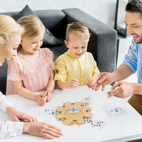 Stylish Wooden Hub for Mexican Train Dominoes - Durable Pine Centerpiece with Felted Base