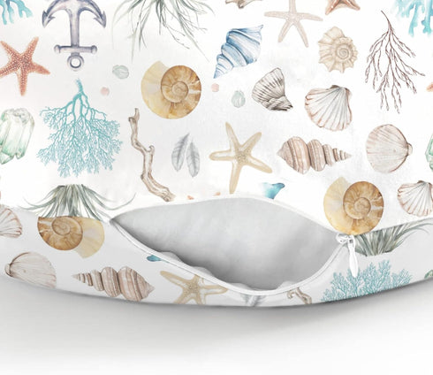 Summer Ocean Boho Nursing Pillow Covers for Boy Girl Seashells Conch Starfish Corals Anchors Nursing Pillow Slipcovers