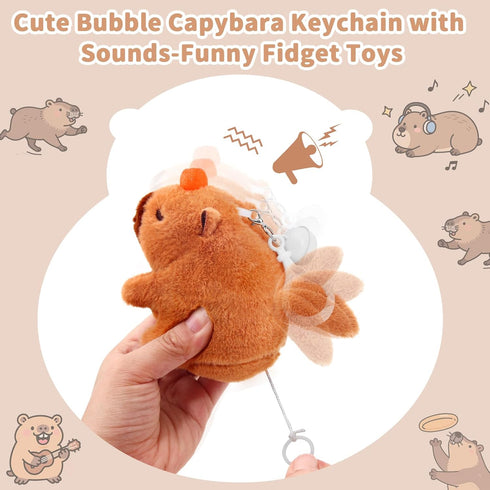 Backpack Cute Capybara Plush Toy with Shaking Tail Mini Capybara Keychain Stuff Animal Toys for Car, Desk, Back