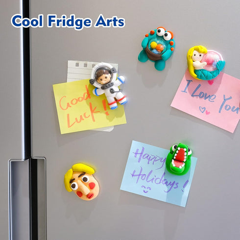 Air Dry Clay Kit for Kids, Create Refrigerator Magnets with Modeling Clay, Art Activity Set, Craft Project Gifts