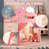 Pink Kids Play Tent with Mat, Cloud and Ball Lights, Large Playhouse for Boys and Girls, Indoor & Outdoor Toddler