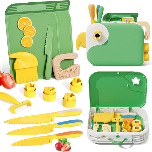 Montessori Kitchen Tools for Toddlers,Kids Knife for Real Cooking,Toddlers Knife Set with
