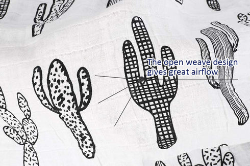 SANNIX Cactus Muslin Swaddle Blankets, Cotton Baby Swaddle Wrap, Floral Print Baby Blanket