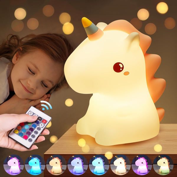 One Fire Unicorn Night Light for Kids,Cute Gifts&Remote 16 Colors Cute Night