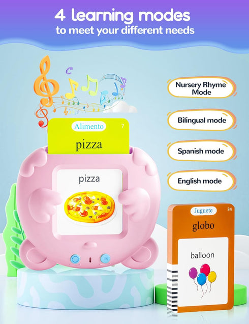 Spanish & English Talking Flash Cards for Toddlers, 510 Sight Words Bilingual Learning Toys for Children, Autism Sensory