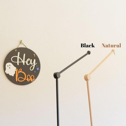 Black Wooden Crib Mobile Arm, Adjustable Mobile Holder for Crib and Desk Rotating Baby Mobile Hanger Nursery Decoration