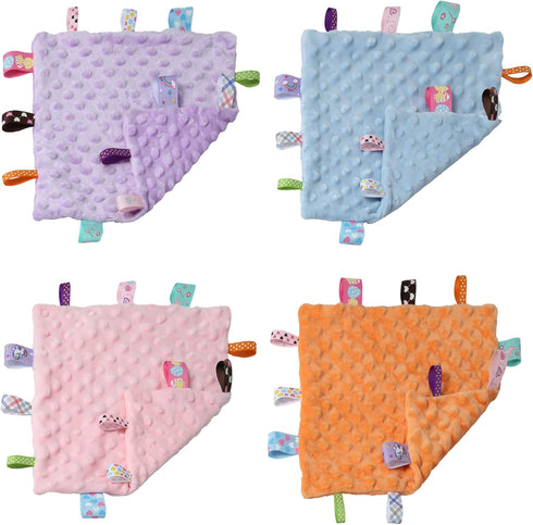 '+10"X10" CREVENT Soft Plush Animal Face Security Blankets for Boys and Girls, Great Gifts for Birthday Baby Shower