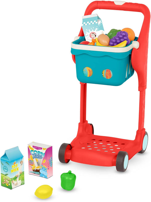 B. toys Shop & Glow Toy Cart, Pretend Play Grocery Cart with Lights & Sounds for Toddlers 2 Years and Up