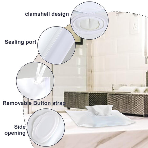 Bremorou 2 Pack Reusable Wipes Pouch Portable Refillable Wipe Container, Waterproof and Dustproof Travel Wipes Case