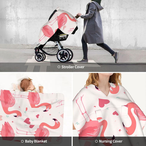 Zhbvncp Flamingo Sign Baby Car Seat Cover & Breastfeeding Nursing Cover - Breathable Stretch Fabric Multi-Use Nursing