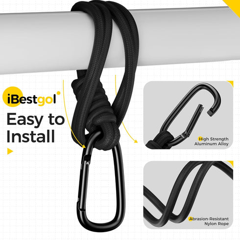 iBestgol Mommy Black-4pc Baby Stroller Hooks, Universal Clips for Diaper and Bags, Heavy-Duty Hangers with Straps