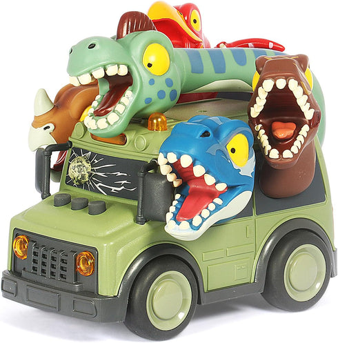 DINOBROS School Bus Toy with Light and Sound, Dinosaurs Friction Powered Car