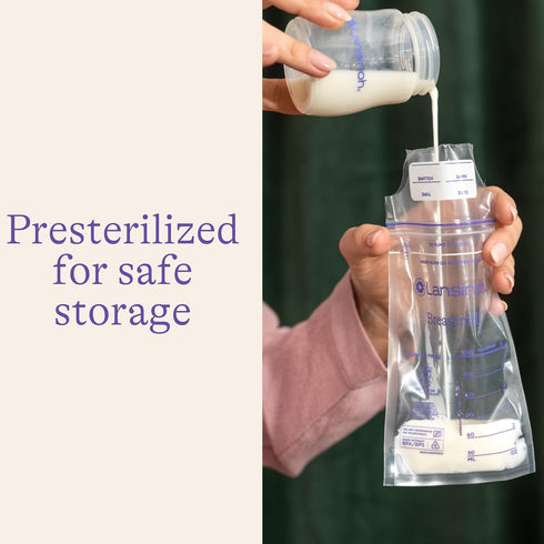 Lansinoh Breastmilk Storage Bags, 100 Count, Easy to Use for Feeding, Baby Essentials, Presterilized, Hygienically