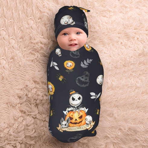 Newborn Swaddle Blanket - Soft Unisex Infant Wrap with Beanie Hat