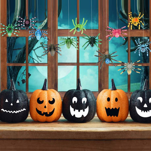 FLORMOON Realistic Animal Figures, 12 Pieces Plastic Halloween Spider Toys for Kids, Educational Learning Birthday Gift