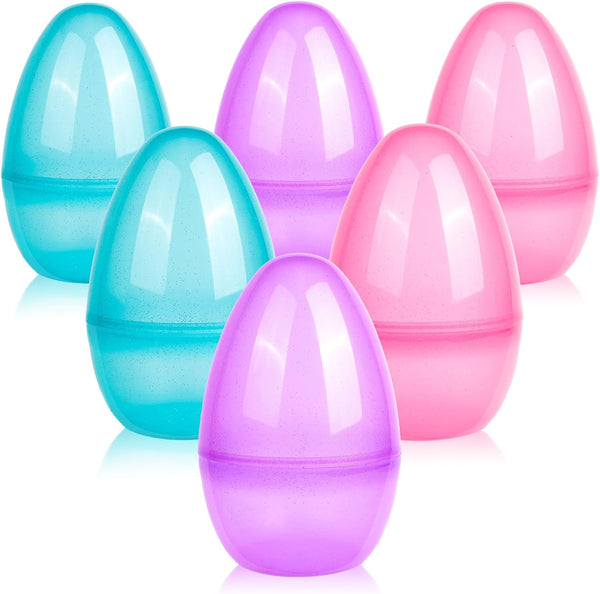 HSLCGF 6 Pack 10 Inch Translucent Fillable Easter Eggs Jumbo Easter Eggs Empty