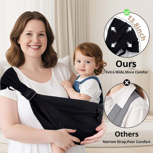 45 lbs, Plus Size Baby Sling Carrier - Baby Carrier Extended Adjustable Design for Larger Kids, Breathable Anti-Slip