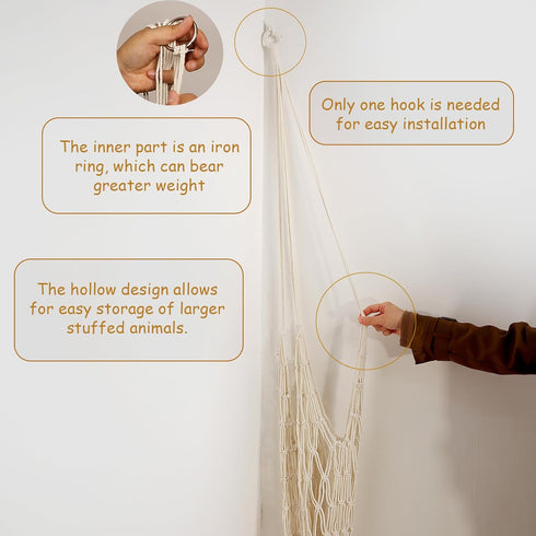 Hammock Hammock Amdermi Stuffed Animal Storage Corner Hanging Net Stuffy Animal Macrame Toy Display Plush Toy Holder