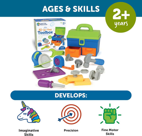 Learning Resources New Sprouts All-in-One Toolbox, 18 Pieces, Toddler Activities for Ages 2+