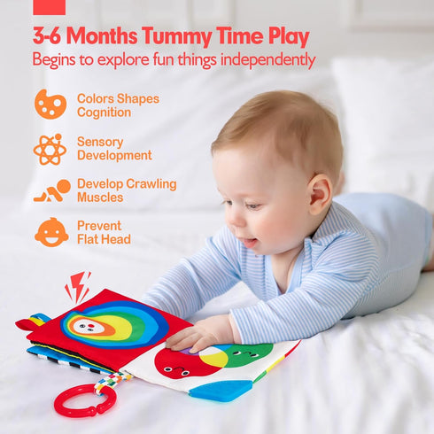 hahaland Baby Books 0-6 Months - 2PCS Infant Toys, Tummy Time High Contrast Visual Development Sensory Baby Book