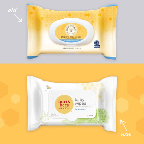 Unscented Natural Baby Wipes by Burt’s Bees - 72 Wipes in 10 Pack for Sensitive Skin with Aloe and Vitamin E
