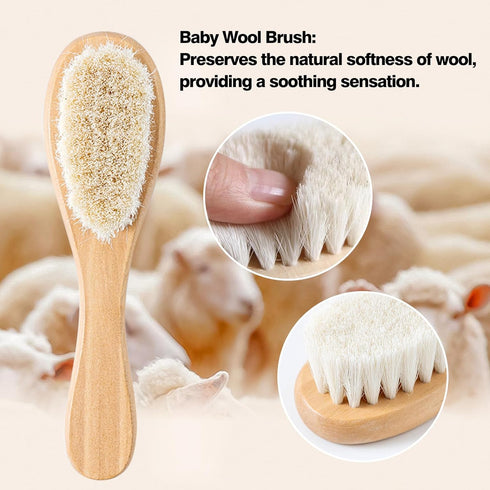 Set (3pcs Baby Grooming Kit,Baby Health Care Kit,Baby Brush Soft Bristles Baby Nail Kit Nursery Care Kit Wooden)