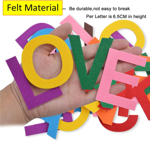 6.5cm Felt Letter Stickers, 52 Pieces Self-Adhesive Foam Alphabet Stickers A-Z, 8 Assorted Colors
