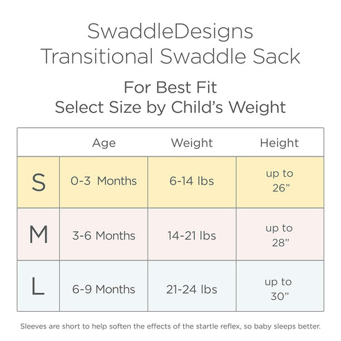 SwaddleDesigns Transitional Swaddle Sack with Arms Up, Half-Length Sleeves, Small, 0-3 months, 6-14 lbs, Heathered Denim
