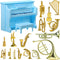 Vaguelly 16Pcs Miniature Musical Instruments + 1Pc Piano Model - Dollhouse Decor Tiny Instruments Accessories