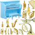 Vaguelly 16Pcs Miniature Musical Instruments + 1Pc Piano Model - Dollhouse Decor Tiny Instruments Accessories