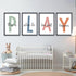 TQianJiang 4 11"16" Playroom Wall Art for Kids Piece PLAY Letter Prints with This is Where the Fun Stuff Happens Quote
