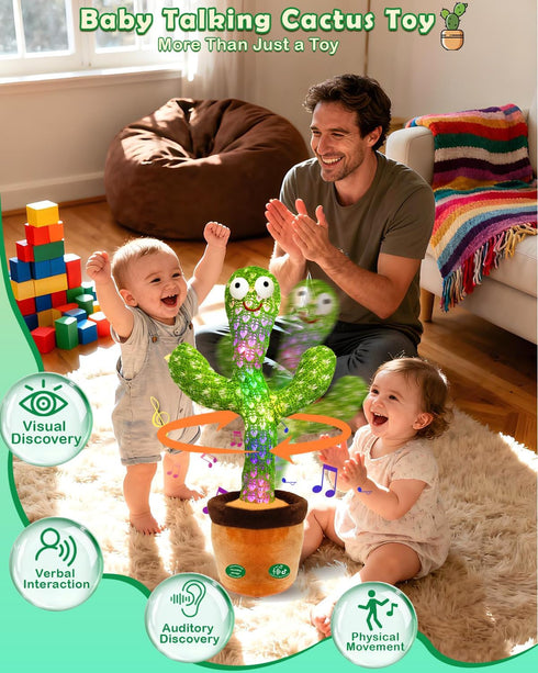 6-18 1 2 3 Interactive Baby Toys Dancing Talking Cactus Toy, Singing Musical & Record Repeat What You Say, Funny Gift