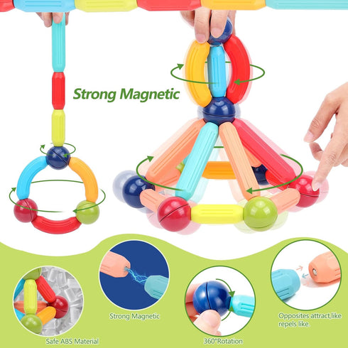 COUOMOXA Magnetic Building Sticks Blocks Kids Toys, STEM Educational Construction Toys for 3-8 Year Olds, Gifts for Kids