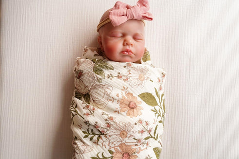 2-Pack 47 47 inches Little Jump Cotton Muslin Swaddle Blankets for Baby Boys Girls Unisex - Boho Floral Baby Blanket