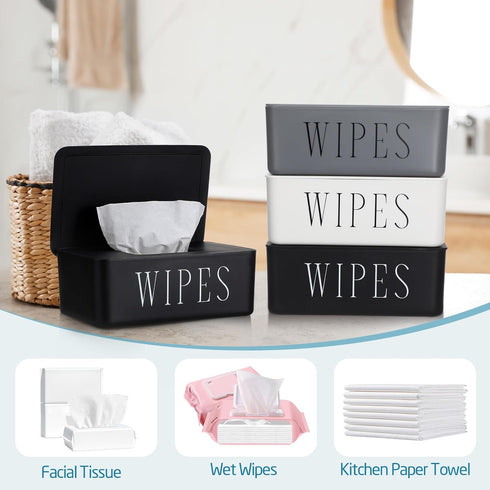 Singhoow 3 Pack Baby Wipes Dispenser Holder Wipe Container for Bathroom with Lid Toilet Tissue Paper Storage Refillable