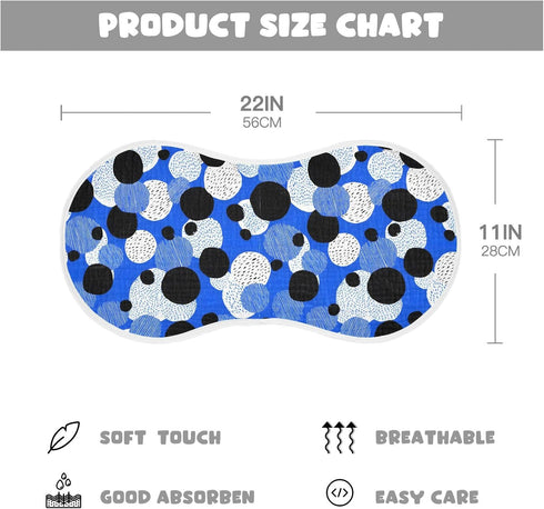 Set 2, 22 11 Inch Muslin Baby Burp Cloths of Soft Absorbent Black White Dot Pattern Muslin Washcloths, Bibs, Face Towel