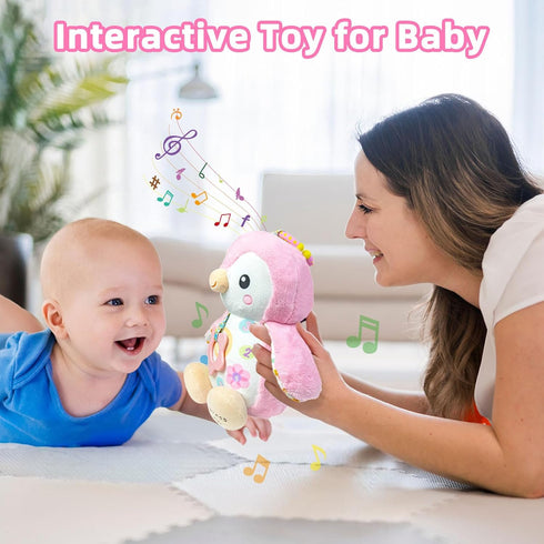 Penguin Baby Toys 0-6-12 Months - Stuffed Animal Plush Toy with Textured Hanging Ring, Rattles & Crinkle Sound Paper