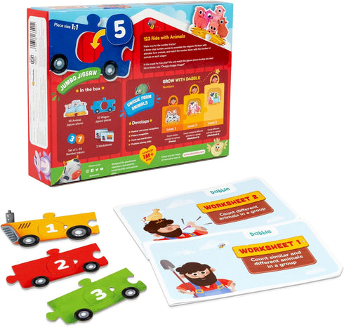 Farmyard Math Magic! 123 Ride with Animals - Three-way Puzzle Magic for Kids Ages 2-4, Birthday Gifts