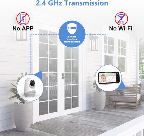 HelloBaby 6IPS 4000mAh 2-Way Large Screen, Video Baby Monitor with Upgraded Battery, Talk, Night Vision, Pan-Tilt-Zoom
