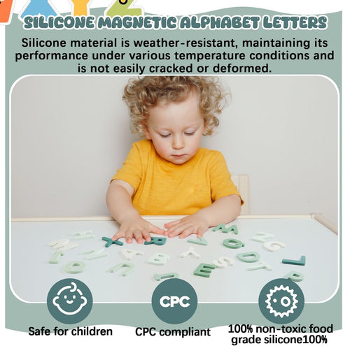 VioraWhite 26 Pcs Food Grade Silicone Magnet (Sealed Magnet, Cpc Certified) Magnetic Toddler Fridge Bulk ABC