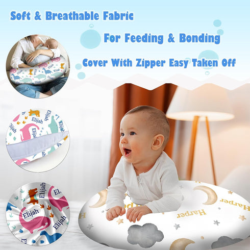 YouBaiVS Personalized Nursing Pillow Cover with Name Custom Removable Cover for Breastfeeding Pillows