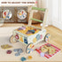 Wooden Baby Walker with Wheels, Montessori Kitchen Walking Toys, Pretend Play Grocery Toys, Sorting and Stacking Toys