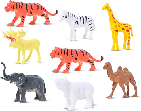 Mini Animals Jungle Party Pack - 100 Piece Bulk Set of Plastic Wild Mini Educational Animal Toys for Kids Party Favors