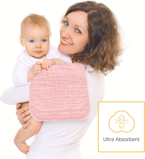 Lovely Care 12 Pack 100% 20''x10'' Muslin Burp Cloths Cotton Muslin Cloths Large Extra Soft and Absorbent Baby Burping