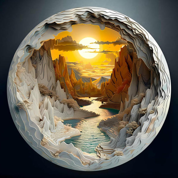 1000 Pieces Jigsaw Puzzle for Adults3D Sunset Canyon, 26.6 x 26.6in Impossible