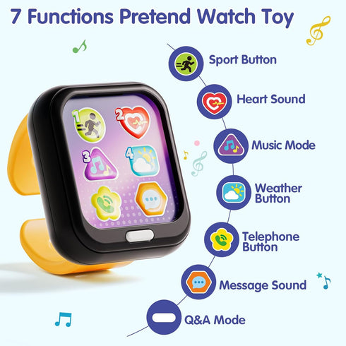 1 7 6-12-18 HOLA Toys for Year Old Boys & Girls, Functions Baby Musical Toy Watch, Learning & Travel Baby Toys Months