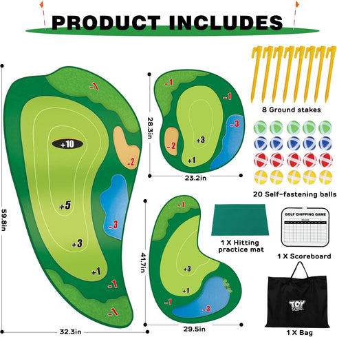 Set TOY Life Chipping Golf Game Mat Indoor Outdoor Games for Adults and Family Kids Outdoor Play Equipment Stick Chip