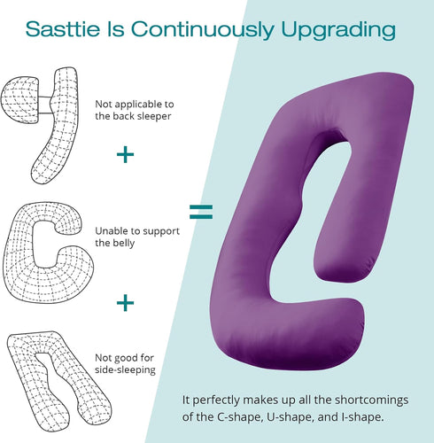 Sasttie Pregnancy Pillows for Sleeping, U Shaped Cooling Full Body Pillow with Removable Cover, Pregnant Women Must